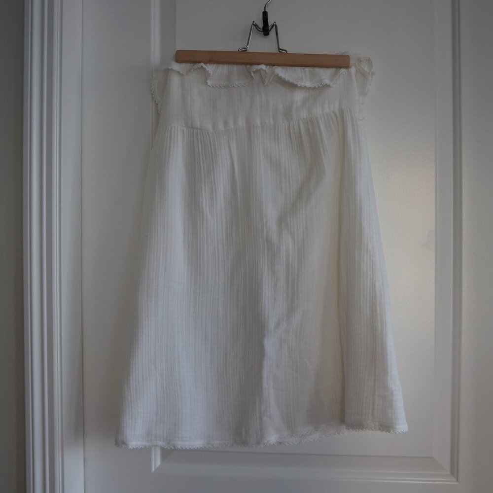 Cotton gauze skirt with trims